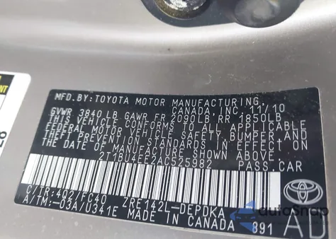 2010 Toyota Corolla Le z USA, uszkodzony, nr VIN 2T1BU4EE2AC525982